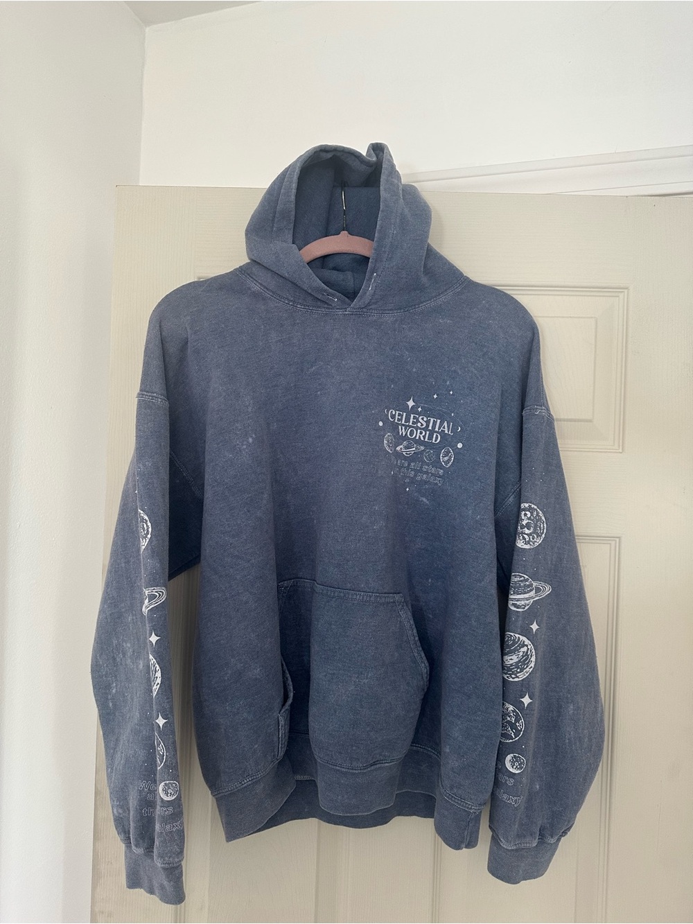 Celestial World Graphic Hoodie - Vintage Navy color